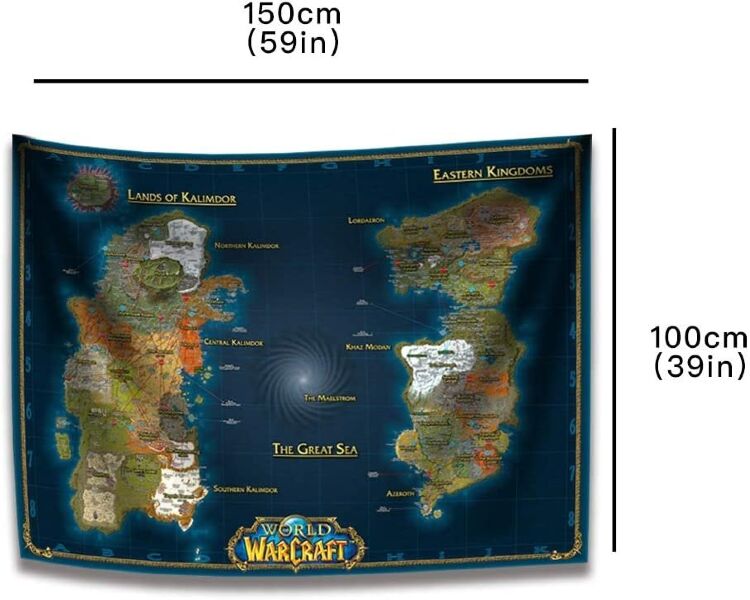 Карта Варкрафт Азерот World of Warcraft Classic Azeroth Map Wall Decoration banner (150 * 100 см)