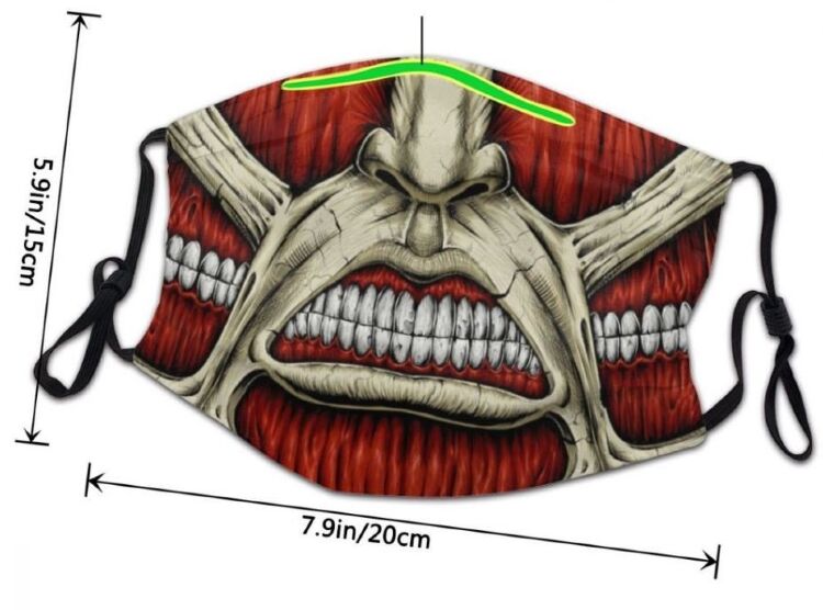 Маска защитная для лица Attack on Titan Атака титанов Титан + 2 угольных фильтра 