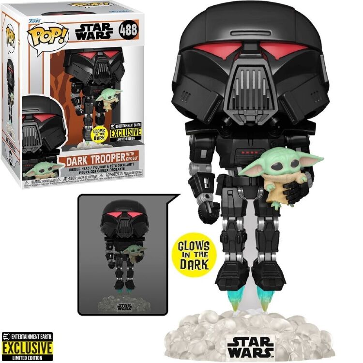 Фигурка Funko Star Wars Mandalorian Dark Trooper with Grogu фанко 488 Exclusive