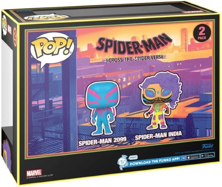 Фигурка Funko Marvel Spider-Man 2099 & Spider-Man India (Black Light) 2-Pack Человек Паук Фанко