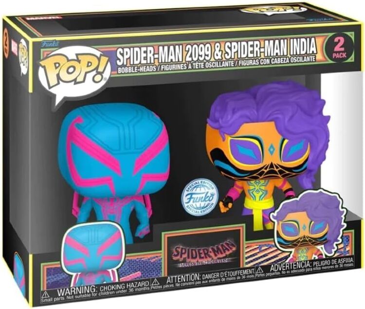 Фигурка Funko Marvel Spider-Man 2099 & Spider-Man India (Black Light) 2-Pack Человек Паук Фанко