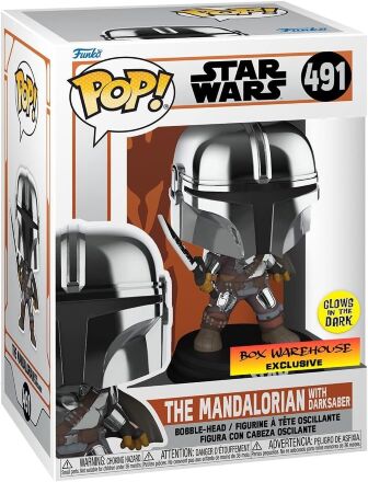 Фігурка Funko Star Wars: Mandalorian with Darksaber Фанко Мандалорець Темний меч (Glow, Exclusive) 491