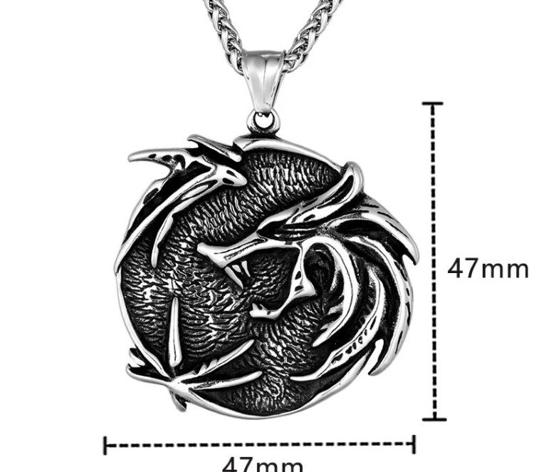 Кулон Геральта медальон 3D Ведьмак (The Witcher Geralt) с нержавеющей стали из сериала