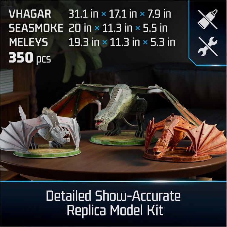 Пазл 4D Build Game of Thrones House of The Dragon 3-Pack puzzle 3D картон Драконы Игра престолов 350 шт.