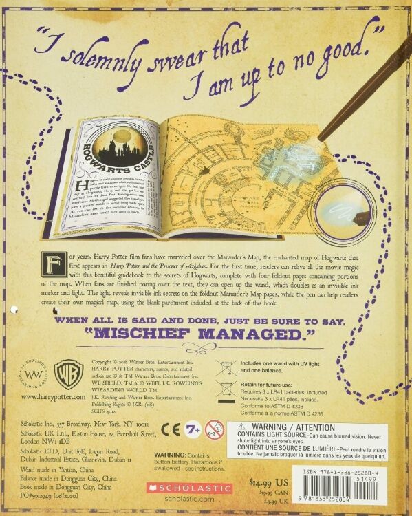 Карта Мародёров Гарри Поттер Marauder's Map Guide to Hogwarts Harry Potter + LED палочка